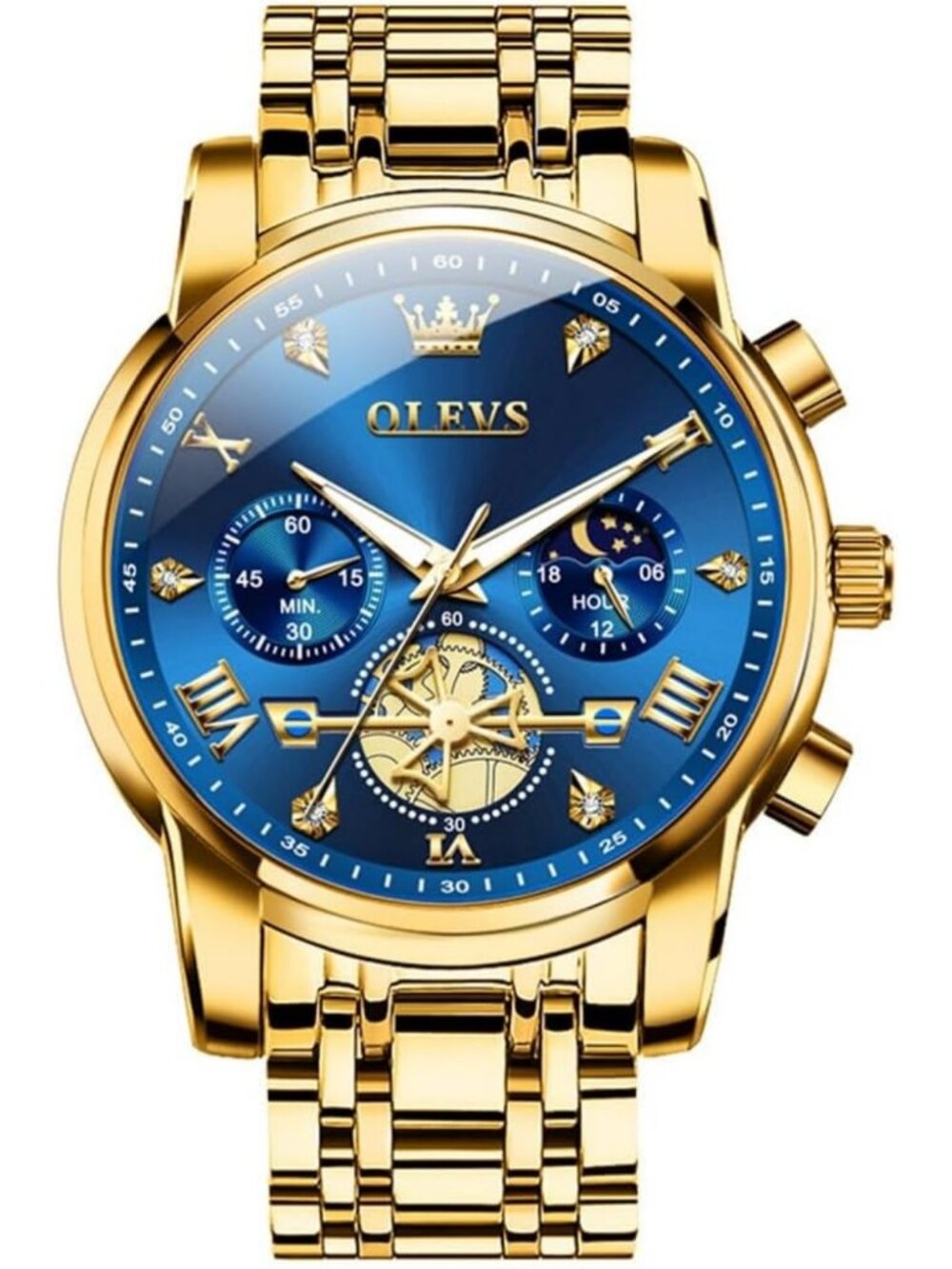 Luxury Waterproof Big Face Stainless Steel Multifunction Men's Watch - Stylish